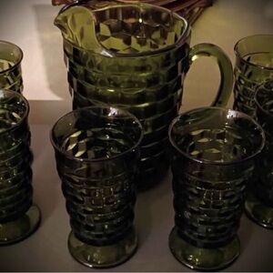 VTG 1960s Indiana Co Glass Colony Whitehall cubist pattern